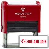 Vivid Stamp Sign and Date (Arrow Pointing Down) Self Inking Rubber Stamp