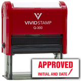 Vivid Stamp Approved Initial and Date (Pen Pointing Down) Self Inking Rubber Stamp