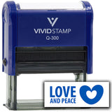 Vivid Stamp Love and Peace Self Inking Rubber Stamp