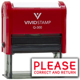 Vivid Stamp Please Correct and Return Self Inking Rubber Stamp