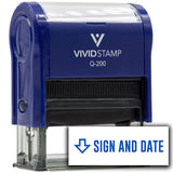 Vivid Stamp Sign and Date (Arrow Pointing Down) Self Inking Rubber Stamp