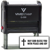 Vivid Stamp May God Bless You With Peace and Joy Self Inking Rubber Stamp