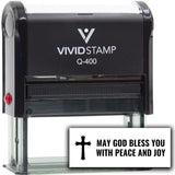 Vivid Stamp May God Bless You With Peace and Joy Self Inking Rubber Stamp