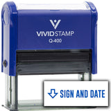 Vivid Stamp Sign and Date (Arrow Pointing Down) Self Inking Rubber Stamp