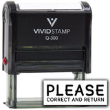 Vivid Stamp Please Correct and Return Self Inking Rubber Stamp