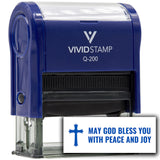 Vivid Stamp May God Bless You With Peace and Joy Self Inking Rubber Stamp