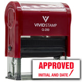 Vivid Stamp Approved Initial and Date (Pen Pointing Down) Self Inking Rubber Stamp