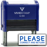 Vivid Stamp Please Correct and Return Self Inking Rubber Stamp