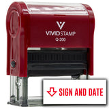 Vivid Stamp Sign and Date (Arrow Pointing Down) Self Inking Rubber Stamp