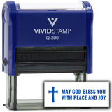 Vivid Stamp May God Bless You With Peace and Joy Self Inking Rubber Stamp