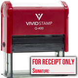 For Receipt Only with Signature and Date Line Self Inking Rubber Stamp