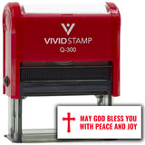 Vivid Stamp May God Bless You With Peace and Joy Self Inking Rubber Stamp