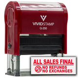 All Sales Final No Refunds No Exchanges (Vector) Self Inking Rubber Stamp