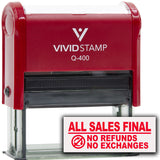 All Sales Final No Refunds No Exchanges (Vector) Self Inking Rubber Stamp