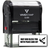 Vivid Stamp May God Bless You With Peace and Joy Self Inking Rubber Stamp