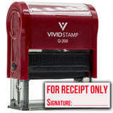 For Receipt Only with Signature and Date Line Self Inking Rubber Stamp