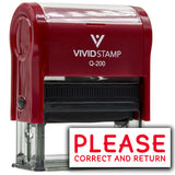 Vivid Stamp Please Correct and Return Self Inking Rubber Stamp