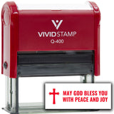 Vivid Stamp May God Bless You With Peace and Joy Self Inking Rubber Stamp