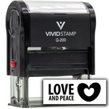 Vivid Stamp Love and Peace Self Inking Rubber Stamp