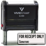 For Receipt Only with Signature and Date Line Self Inking Rubber Stamp