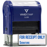 For Receipt Only with Signature and Date Line Self Inking Rubber Stamp