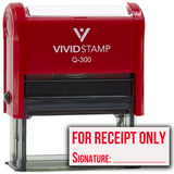 For Receipt Only with Signature and Date Line Self Inking Rubber Stamp