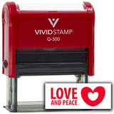 Vivid Stamp Love and Peace Self Inking Rubber Stamp