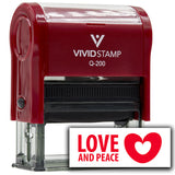 Vivid Stamp Love and Peace Self Inking Rubber Stamp