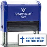 Vivid Stamp May God Bless You With Peace and Joy Self Inking Rubber Stamp