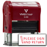 Vivid Stamp Please Sign and Return Stamps For Grading Self-Inking Rubber Stamps