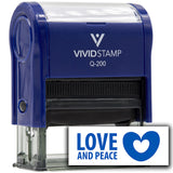 Vivid Stamp Love and Peace Self Inking Rubber Stamp