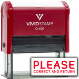 Vivid Stamp Please Correct and Return Self Inking Rubber Stamp