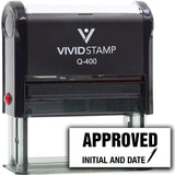 Vivid Stamp Approved Initial and Date (Pen Pointing Down) Self Inking Rubber Stamp