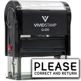 Vivid Stamp Please Correct and Return Self Inking Rubber Stamp