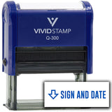 Vivid Stamp Sign and Date (Arrow Pointing Down) Self Inking Rubber Stamp