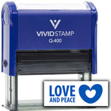 Vivid Stamp Love and Peace Self Inking Rubber Stamp