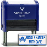 Fragile Handle With Care (Careful Hands) Self Inking Rubber Stamp