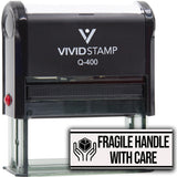 Fragile Handle With Care (Careful Hands) Self Inking Rubber Stamp