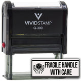 Fragile Handle With Care (Careful Hands) Self Inking Rubber Stamp