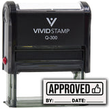 Approved With By Date Line (Thumbs Up) Self-Inking Office Rubber Stamp
