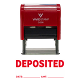 DEPOSITED with Date Amount Line Self Inking Rubber Stamp