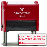 [] Called [] Scanned [] Emailed With Date Line Self-Inking Office Rubber Stamp