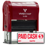 Paid Cash With Date Line (Dollar Sign) Self Inking Rubber Stamp