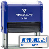 Approved With By Date Line (Thumbs Up) Self-Inking Office Rubber Stamp