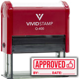 Approved With By Date Line (Thumbs Up) Self-Inking Office Rubber Stamp