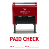 PAID CHECK w/ DATE CK# Line Self Inking Rubber Stamp