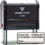 [] Called [] Scanned [] Emailed With Date Line Self-Inking Office Rubber Stamp