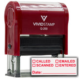 [] Called [] Scanned [] Emailed With Date Line Self-Inking Office Rubber Stamp