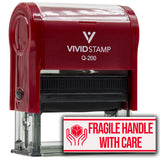 Fragile Handle With Care (Careful Hands) Self Inking Rubber Stamp