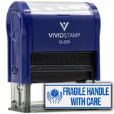 Fragile Handle With Care (Careful Hands) Self Inking Rubber Stamp